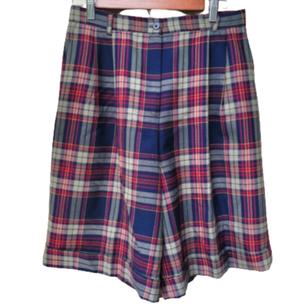 Talbots VTG Plaid 100% Wool Shorts Size 12